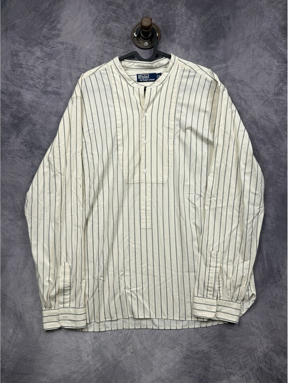 Polo Ralph Lauren Twill Band Collar Shirt Mens XL  Long Sleeve 1/2